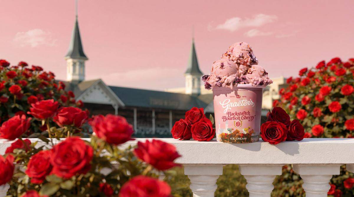 Graeter’s Backstretch Bourbon Cherry ice cream goes on sale April 13, 2026 at local scoop shops or online at Graeters.com.