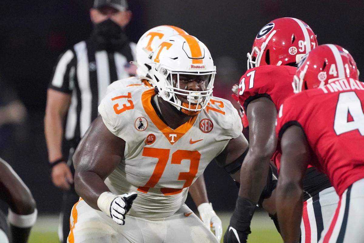 Tennessee offensive lineman Trey Smith (73) is considered one of the top prospects in the 2021 NFL Draft.