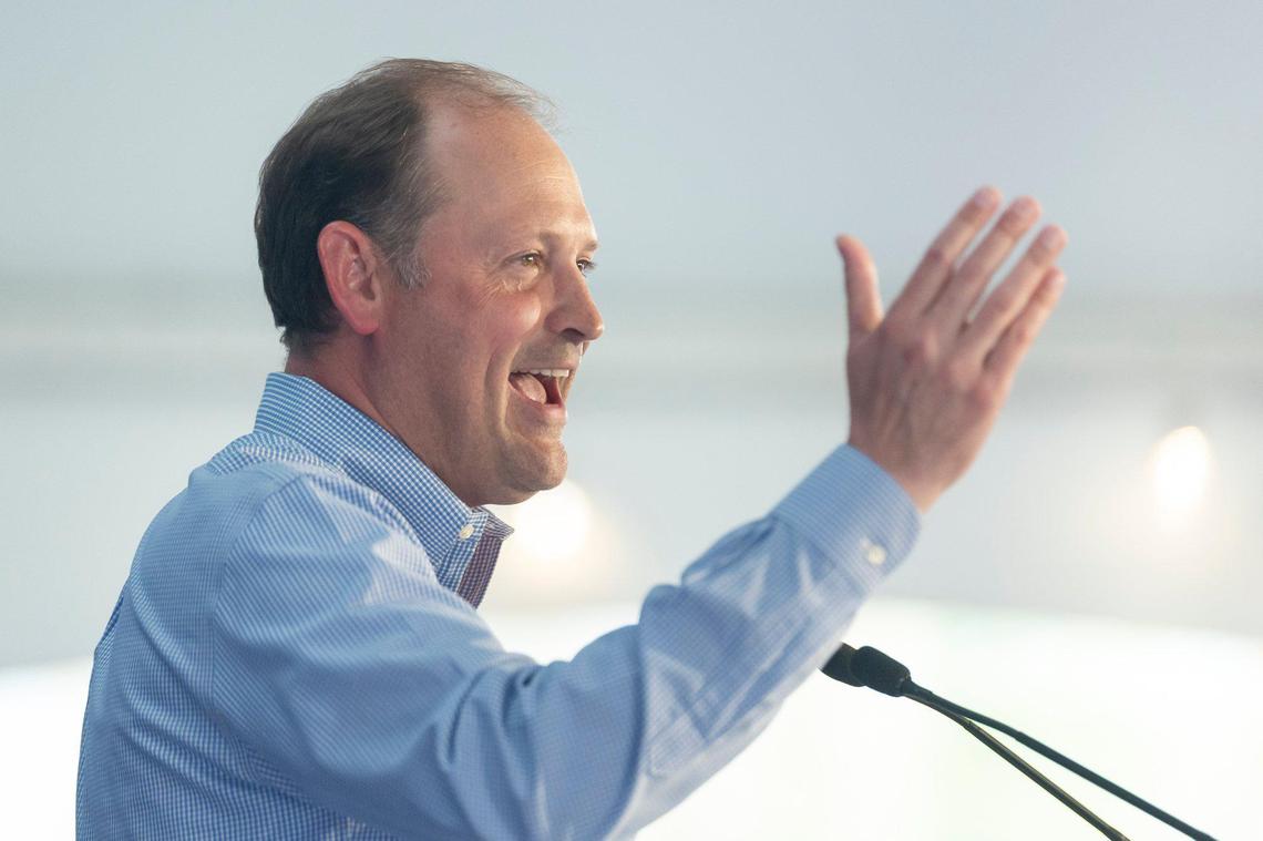 U.S. Rep. Andy Barr announces he’s running for the U.S. Senate during a campaign launch at Lynwood Estate in Richmond, Ky., on Tuesday, April 22, 2025.
