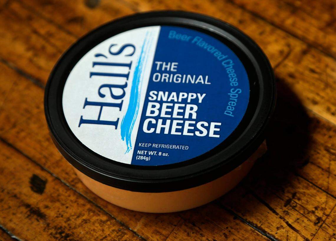 Hall’s Beer Cheese used to be made on site at the restaurant but is now made in a factory. It can be purchased in stores across Central Kentucky.