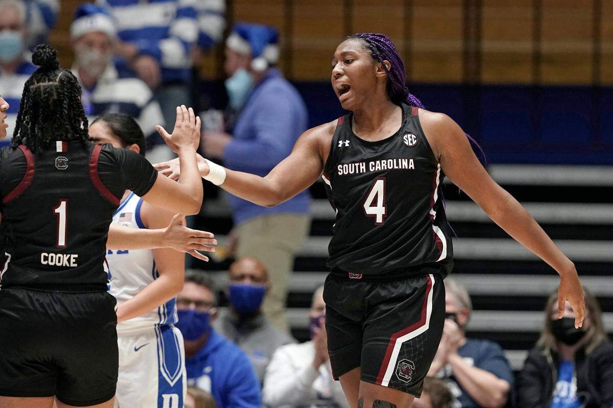 South Carolina All-America forward Aliyah Boston (4) is the projected top pick in the 2023 WNBA Draft.