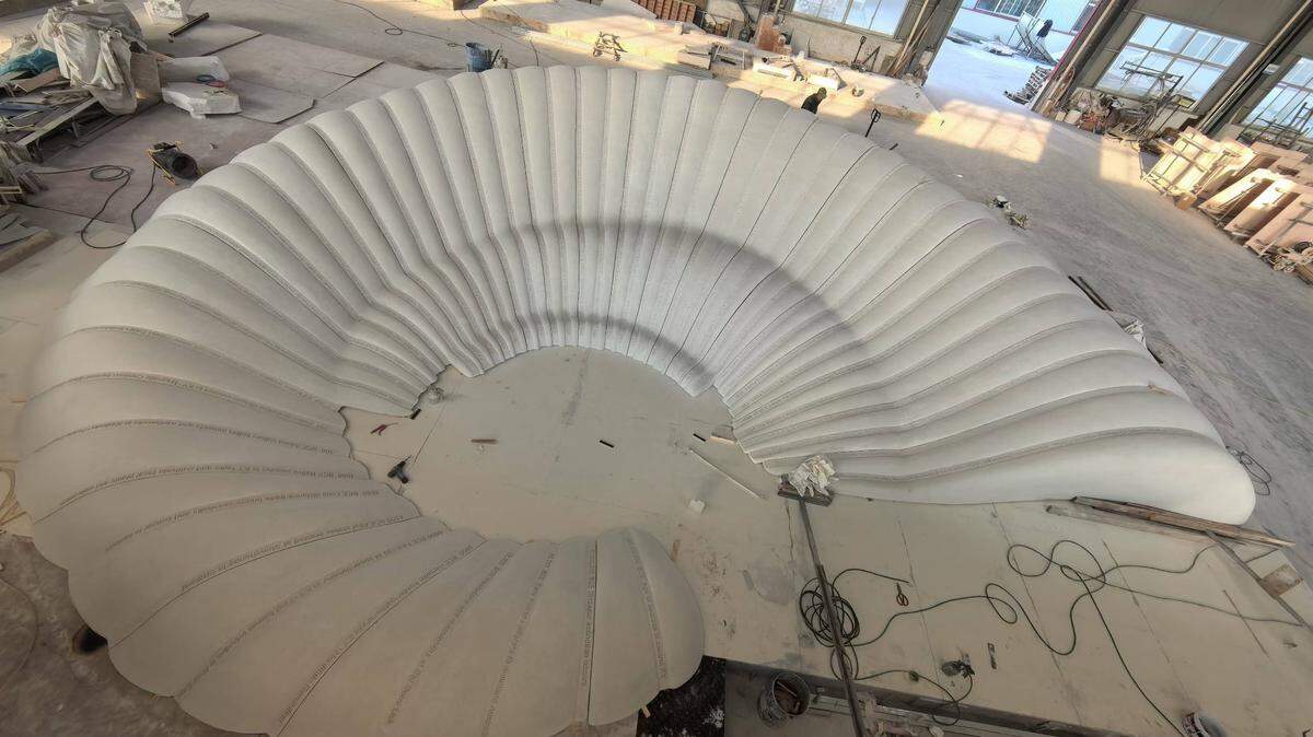 An areal view of the sculpture before it was installed at Gatton Park on the Town Branch.