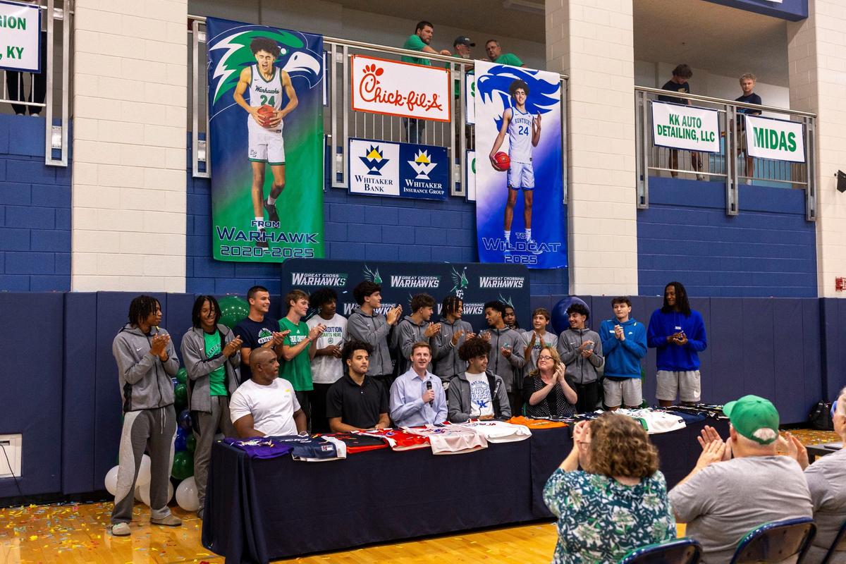 Great Crossing’s Malachi Moreno committed to UK during an event at his high school gym in August.