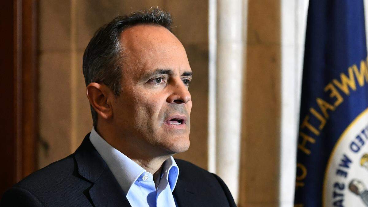 Republican Kentucky Governor Matt Bevin speaks with reporters as he conceded the gubernatorial race to democrat Andy Beshear in Frankfort, Ky., Thursday, Nov. 14, 2019.
