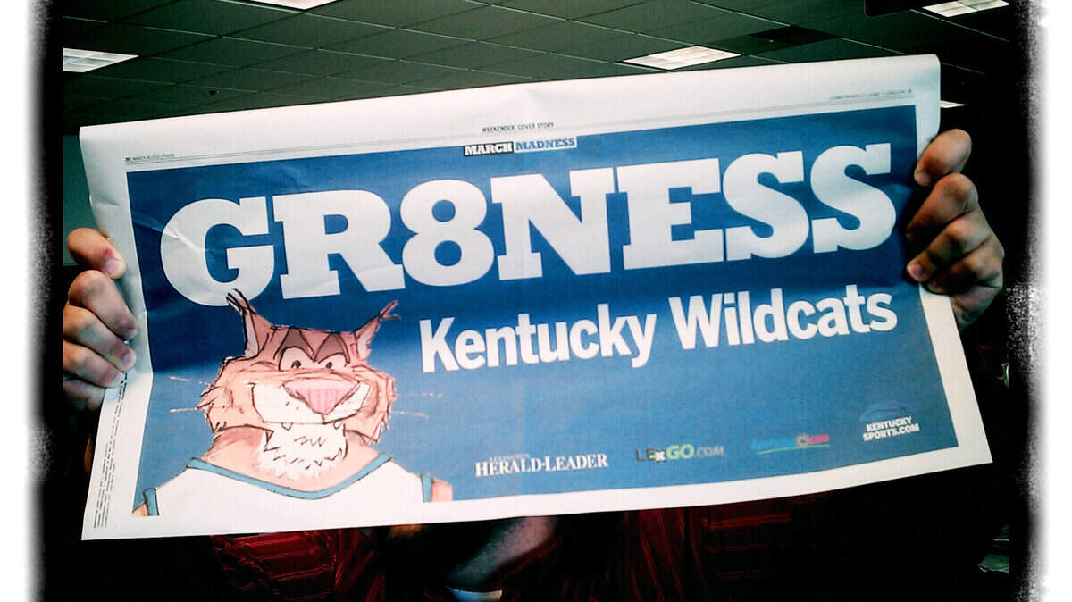 You will find this cheer card, perfect for hoisting high in the Superdome or wherever you watch the UK-U of L Final Four game, in the Weekender section of Friday's Lexington Herald-Leader.