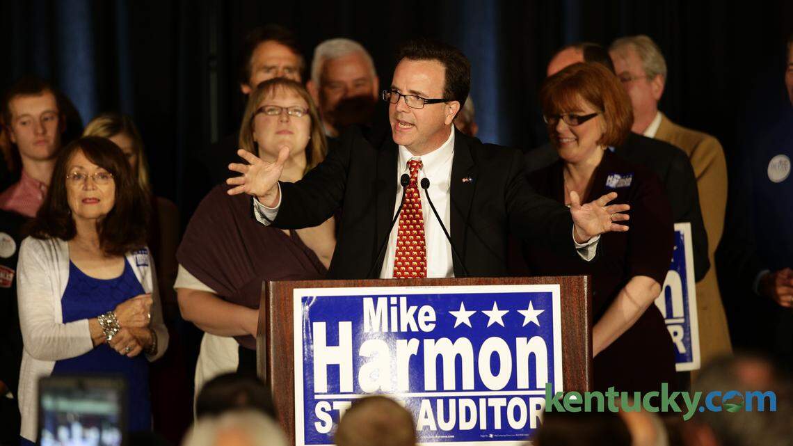 Mike Harmon gave his speech after being elected State Auditor  of Kentucky at the Galt House in  Louisville ,Ky. on Tuesday November 3, 2015. Photo by Mark Cornelison | Staff