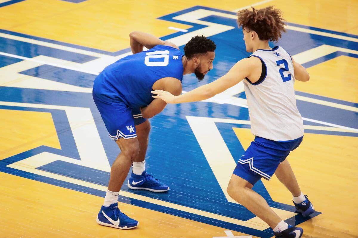 Davion Mintz. Devin Askew. Men’s basketball practice. Photo by Noah J. Richter | UK Athletics