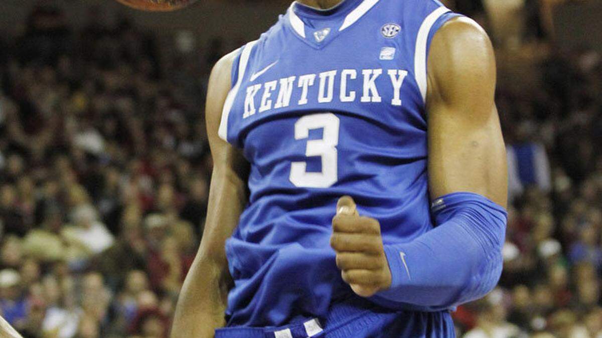 Kentucky's Terrence Jones shouted after a basket during the second half of the Kentucky at South Carolina men's basketball game in Colonial Life Arena in Columbia, South Carolina,  on Saturday Jan. 22, 2011.