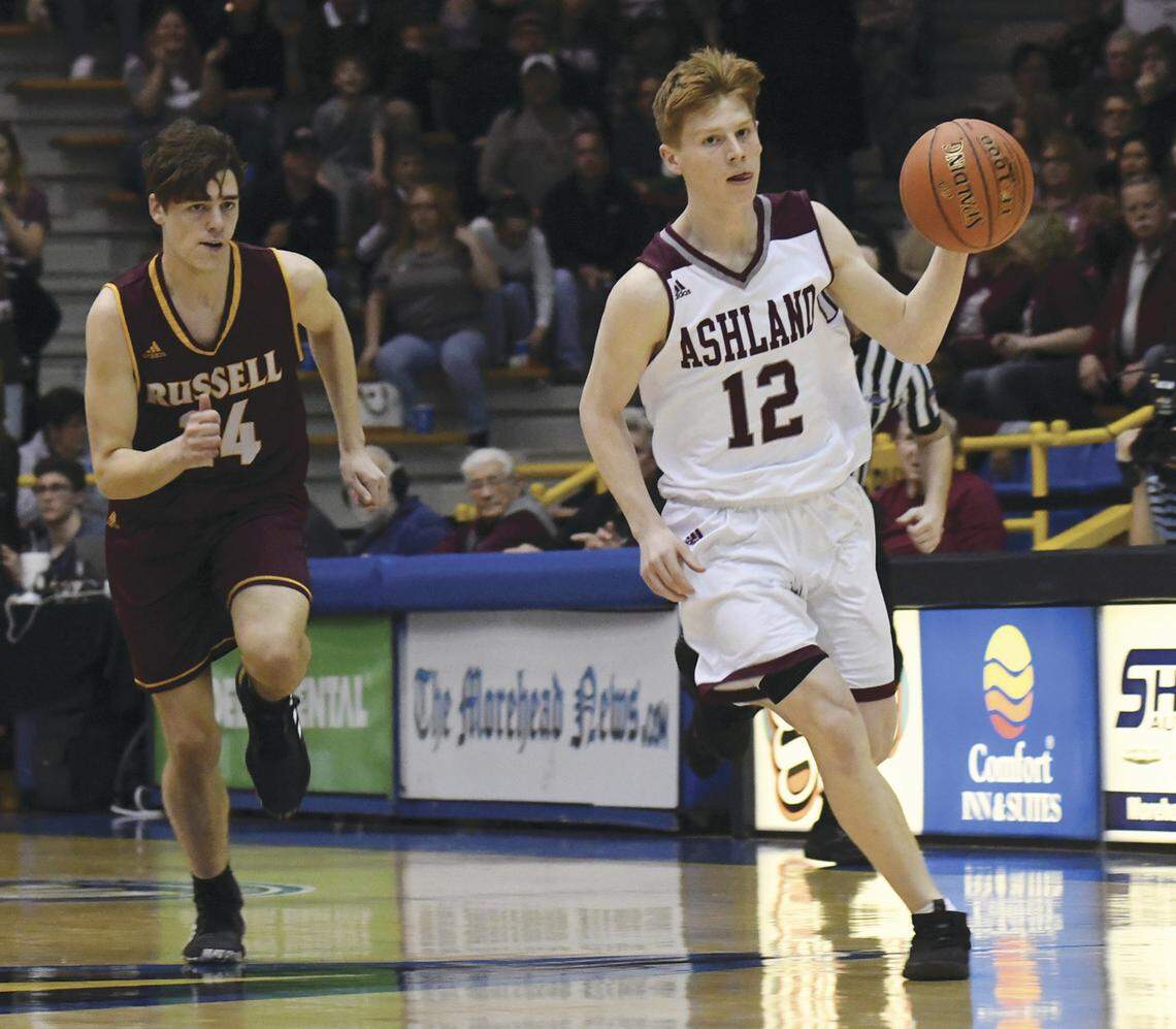 Ashland’s Ethan Sellars (12) averaged 10 points and three rebounds this season as part of the Tomcats’ five-guard attack.