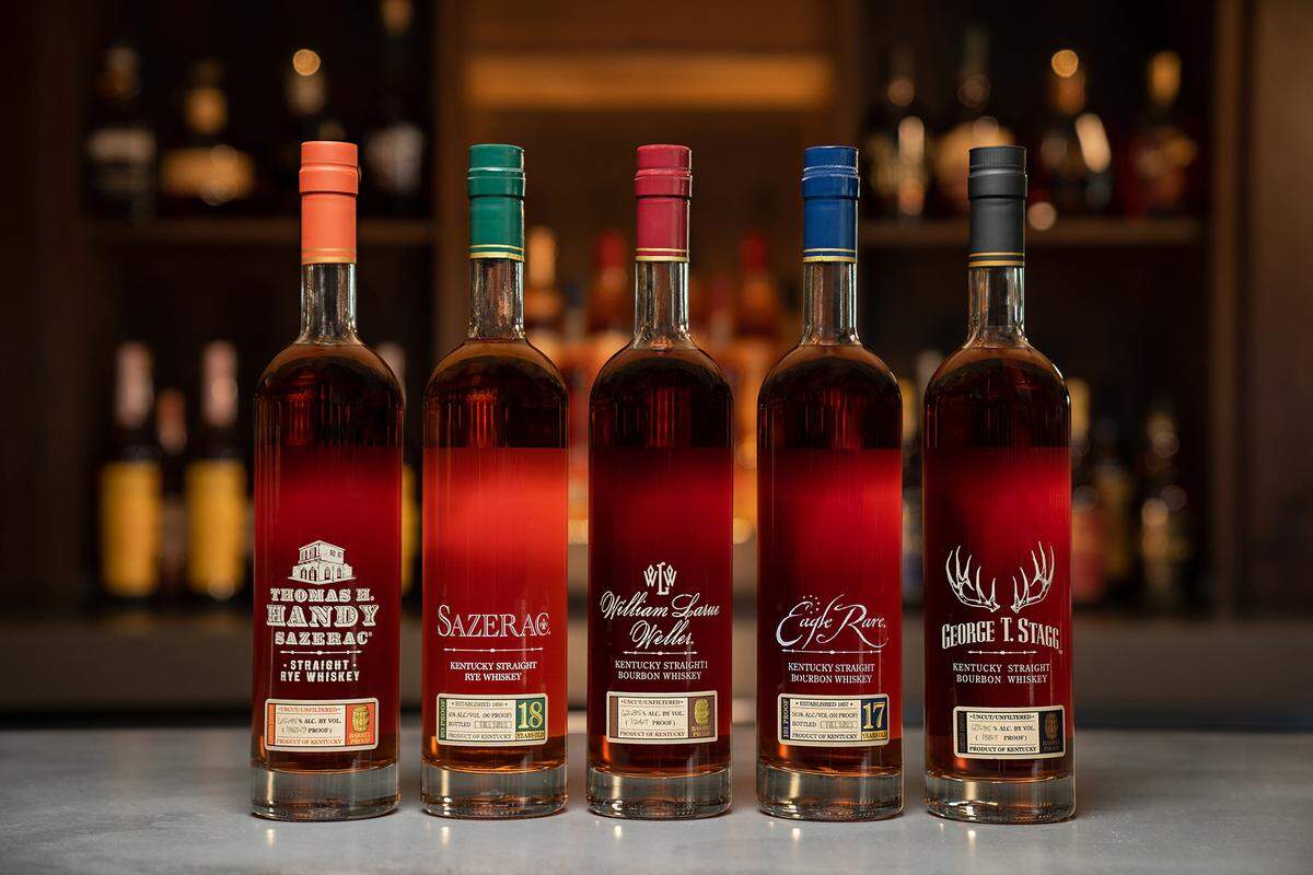 The 2022 Buffalo Trace Antique Collection includes all five whiskies again this year: Thomas H. Handy Sazerac rye, Sazerac rye, William Larue Weller bourbon, Eagle Rare 17 Year Old bourbon and George T. Stagg bourbon.