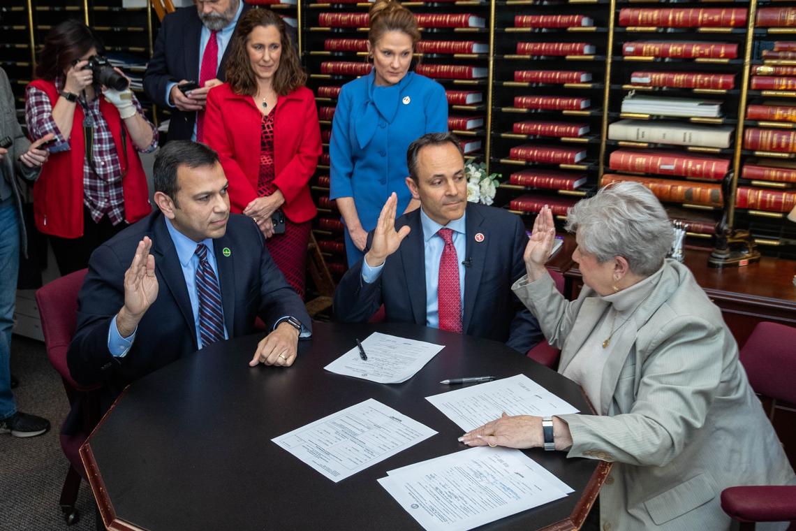 Governor Matt Bevin introduced his running mate Senator Ralph Alvarado on Friday Jan. 25, 2019 in Frankfort, Ky.