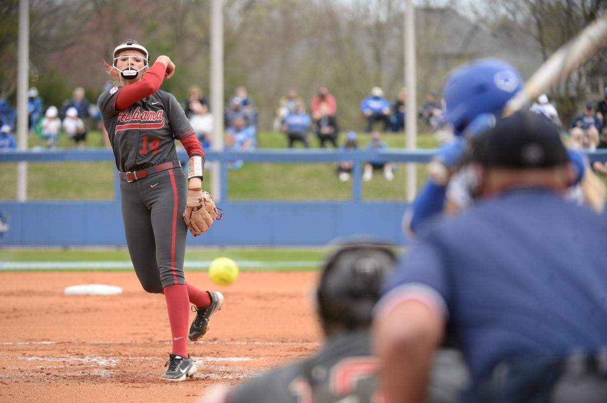 Alabama pitcher Montana Fouts is among the country’s leaders in strikeouts. She played at East Carter High School.