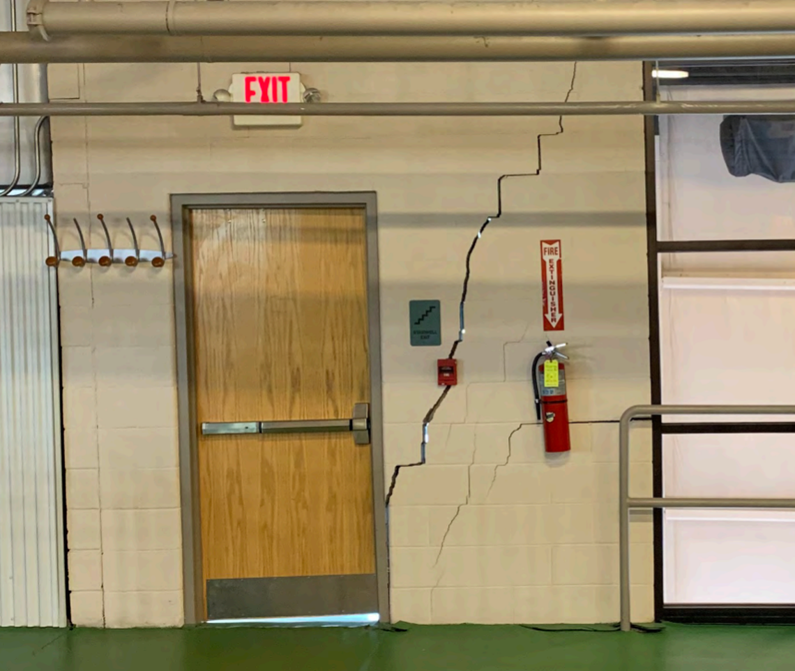 Sections of the Knott County Sportsplex, which opened in 2007, are falling apart.