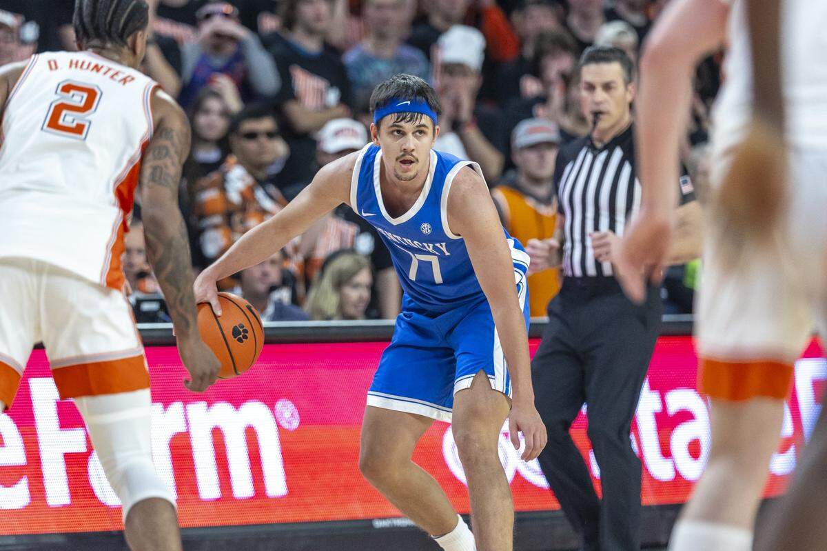 Kerr Kriisa was leading Kentucky in assists before suffering a foot injury in the Wildcats’ win over Gonzaga on Dec. 7.