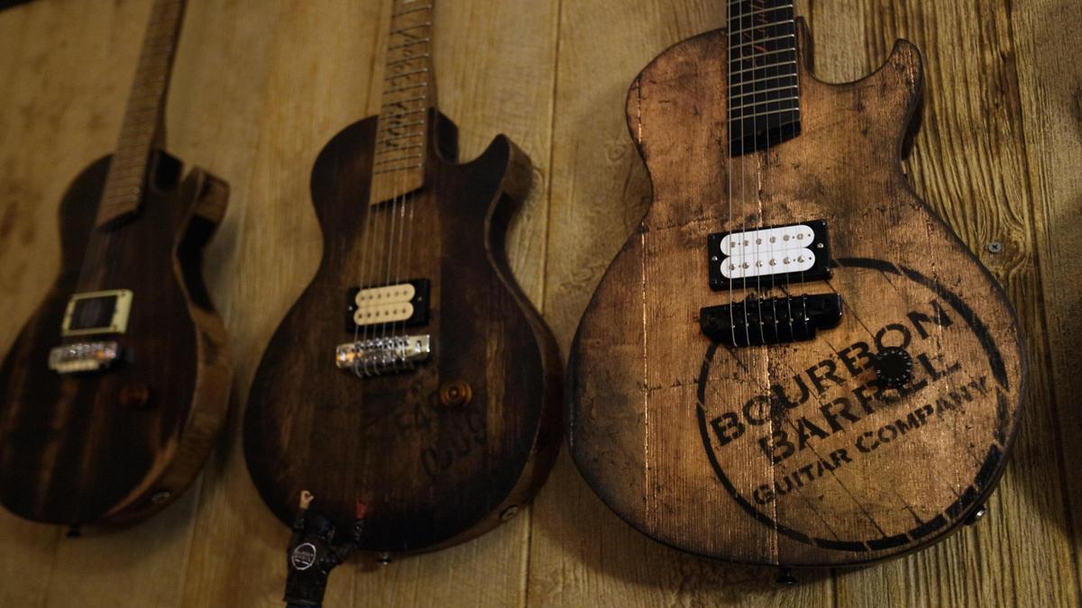 Mike Mankel’s Bourbon Barrel Guitars range in price from $7,500 to $11,000. He has built more than 40 guitars, each taking 100-200 hours to make.