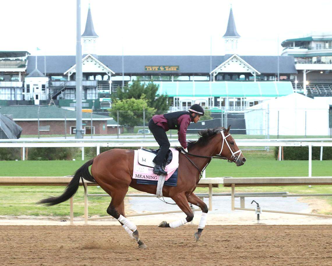 Meaning earned the most qualifying points toward the 2026 Kentucky Oaks after winning the Santa Anita Oaks and the Las Virgenes Stakes, and finishing fourth in the Breeders’ Cup Juvenile Fillies. Meaning has won three of four career races.