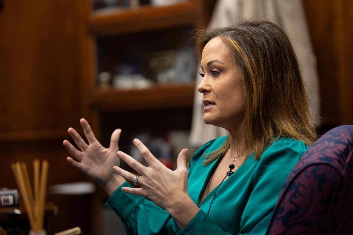 Lieutenant Governor Jacqueline Coleman speaks during an interview about her recent health challenges during in her office at the Capitol in Frankfort, Ky, Tuesday, January 23, 2024.
