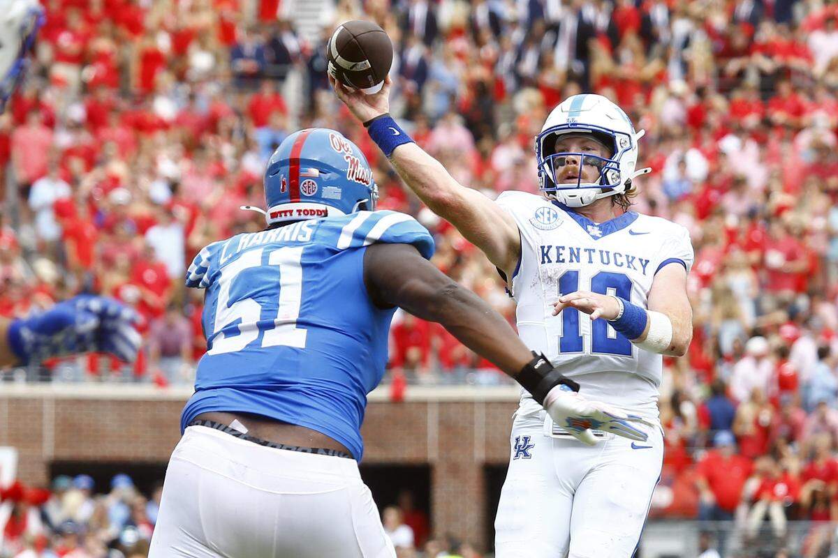 Mississippi defensive tackle Zxavian Harris (51) made five tackles against Kentucky last season in the No. 6 Rebels 20-17 upset loss to UK.
