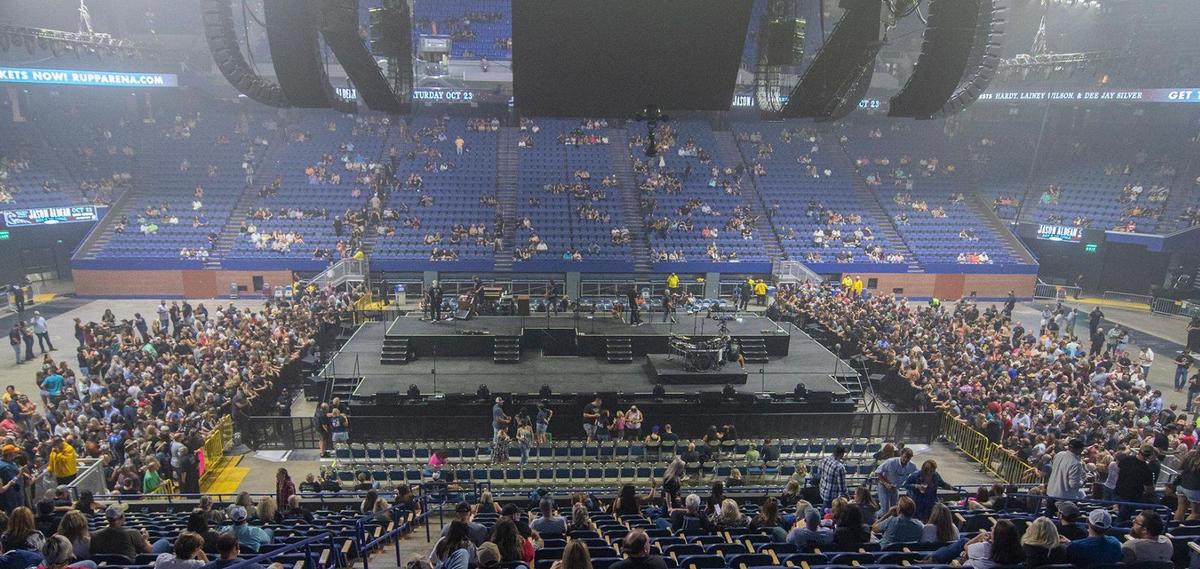The crowd starts to gather on the Rupp Arena floor before the start of the Eric Church concert on Sept. 17.. It was the largest concert event at Rupp since the COVID-19 pandemic with 15,000-plus attending.