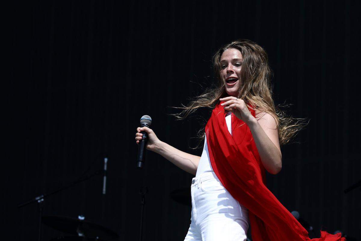 Musician Maggie Rogers performs on the fourth day of the Glastonbury Festival at Worthy Farm, Somerset, England, June 29. She released her debut album, “Heard It In A Past Life,” in January to critical acclaim.