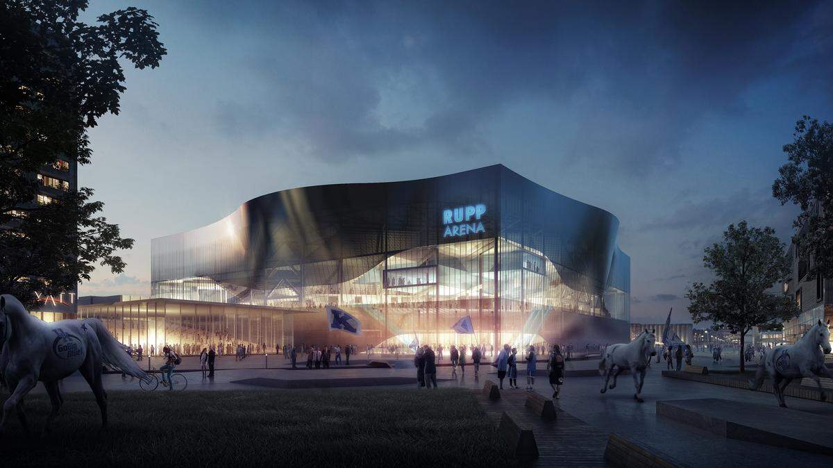In a design approved last month, the renovation plan for Rupp Arena called for replacing its siding with a glass and translucent covering. It would be part of a downtown arts and entertainment district.
