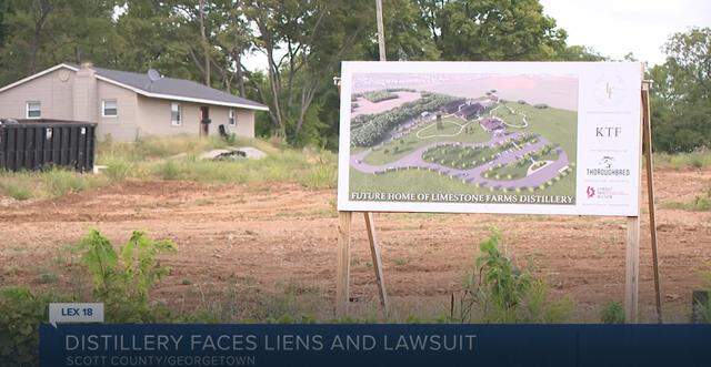 Limestone Farms Distillery in Georgetown is facing more than $2 million in liens, according to a lawsuit filed in Scott County by an engineering firm.
