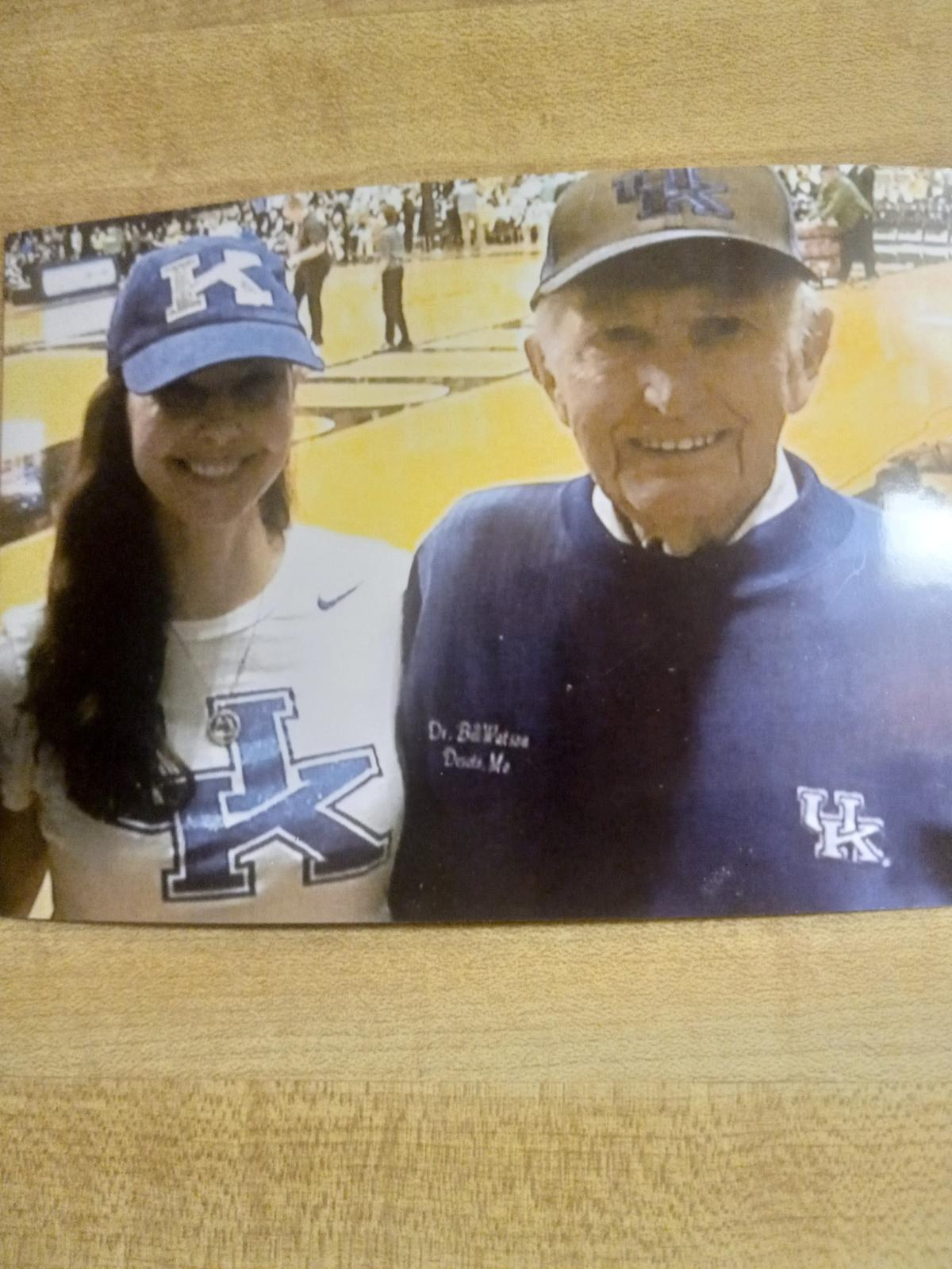 Kentucky basketball fan William Watson, right, with University of Kentucky alumna and actress Ashley Judd at a Wildcats game against Vanderbilt in Nashville.