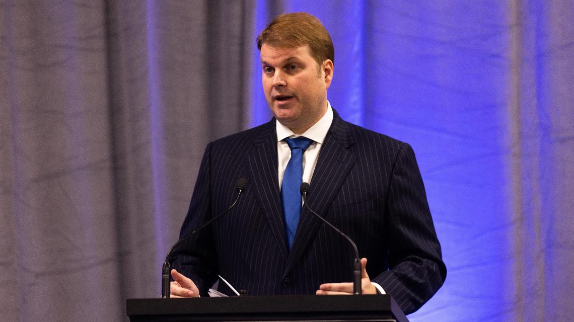 Mayoral candidate David Kloiber speaks at a public forum hosted by the Eastland Parkway Neighborhood Association and Fayette County Neighborhood Council, Oct. 19, 2022. David faces incumbent Linda Gorton in the Nov. 8 general election.