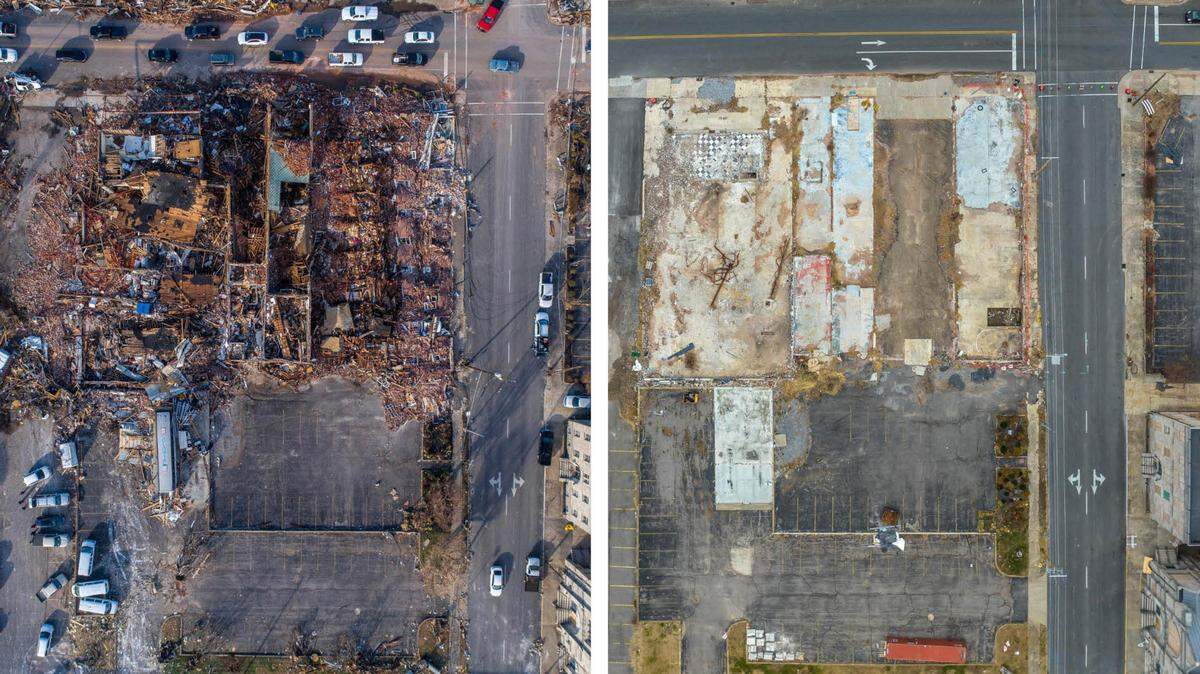 Then and now: See photos, video of Mayfield cleanup one year after deadly tornado