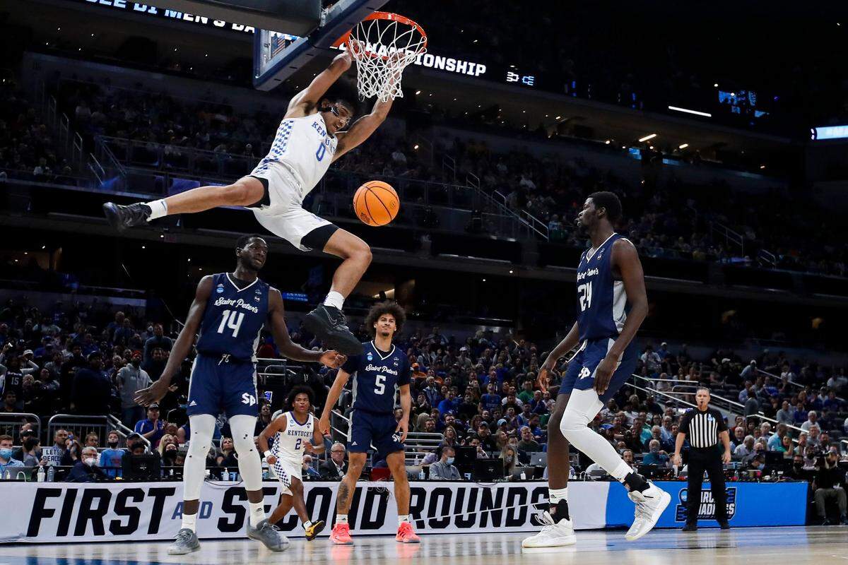 The game of Kentucky forward Jacob Toppin (0) has had “a lot of buzz” around it this summer with word the senior forward is elevating his play.