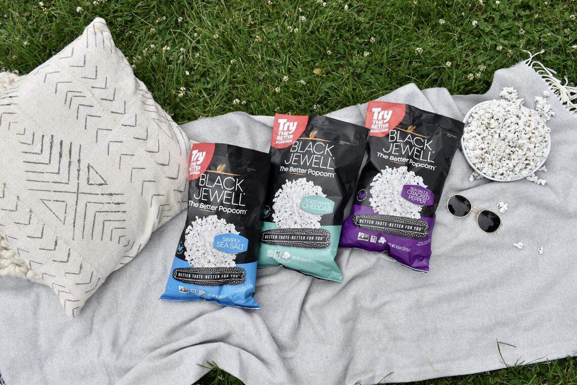 The Johnson say the same popcorn used in their Black Jewell snack has been used to make bourbon, aging now at Bardstown Bourbon Co. Their first releases were blended from conventional sourced bourbons.