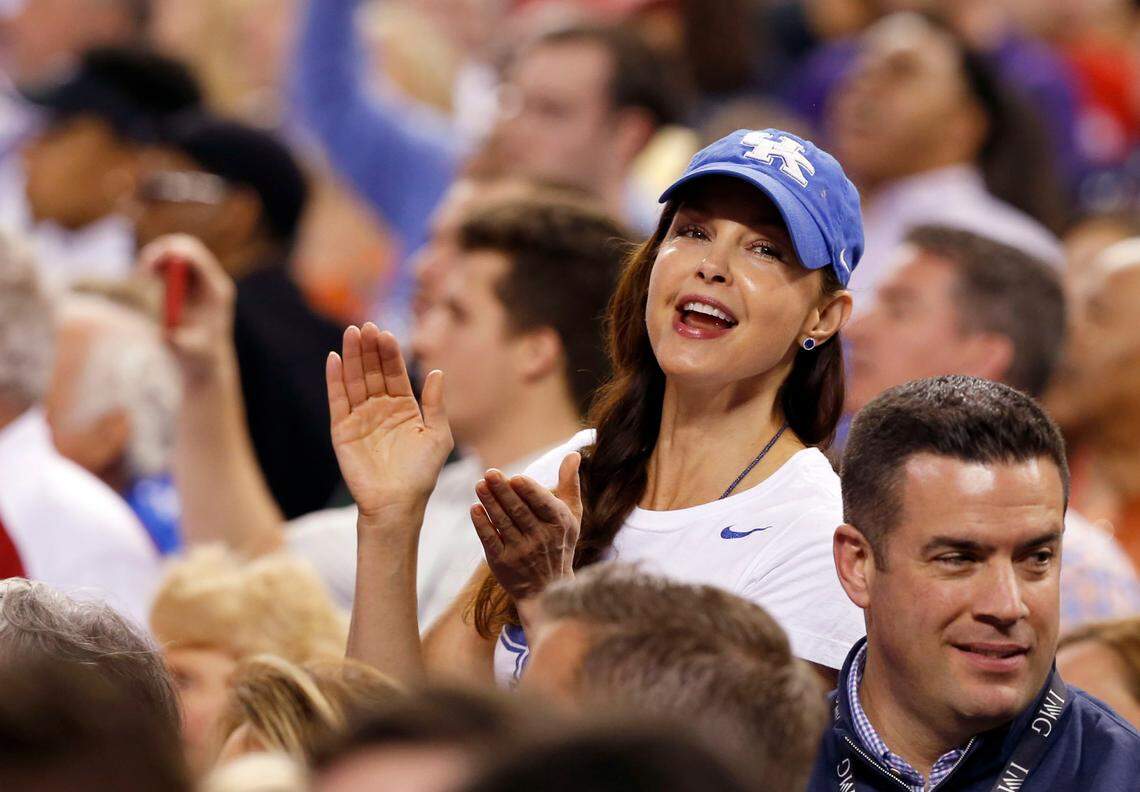 Ashley Judd cheered on the Wildcats during their NCAA Final Four appearance in Indianapolis in 2015.