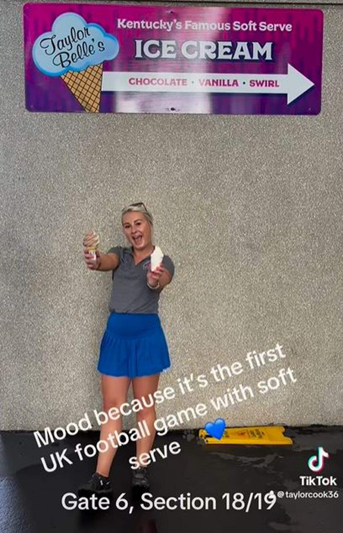 Ice cream entrepreneur Taylor Cook announced that she will be serving the same soft-serve ice cream from Rupp Arena in a Kroger Field concession stand this year.