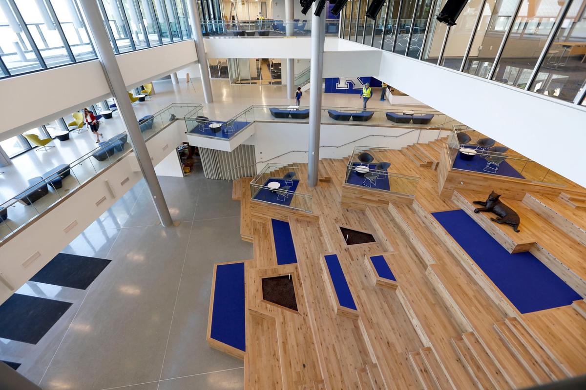 The Social Staircase in the new $201,250,000.00 University of Kentucky Student Center on Avenue of Champions. Most of the 378,000 square foot building will be open on Monday.