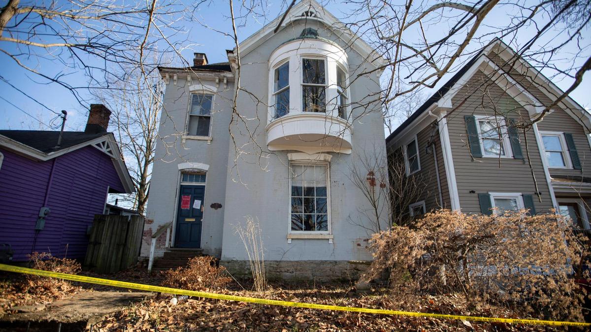 The exterior wall of a Victorian house on North Broadway has fallen in Lexington, Ky., Tuesday, January 17, 2023.