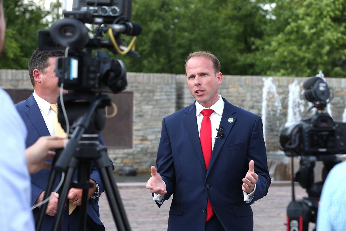 Republican gubernatorial candidate Robert Goforth, a state representative from East Bernstadt, discussed his campaign against incumbent Gov. Matt Bevin at Thoroughbred Park in Lexington.