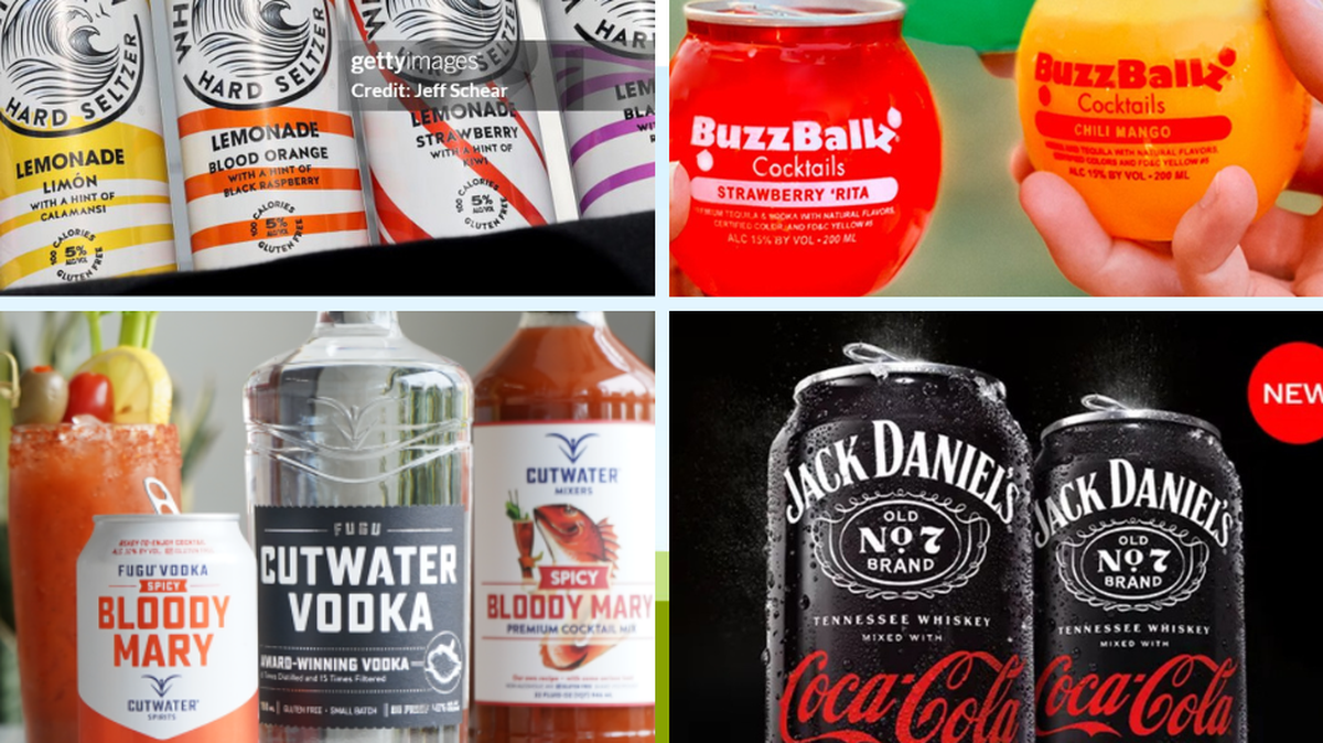 Ready-to-drink cocktails include White Claw hard seltzer, BuzzBallz, Jack Daniel’s & Coca-Cola and Cutwater are now the top-selling spirits category by volume in the U.S., beating out vodka for the first time.