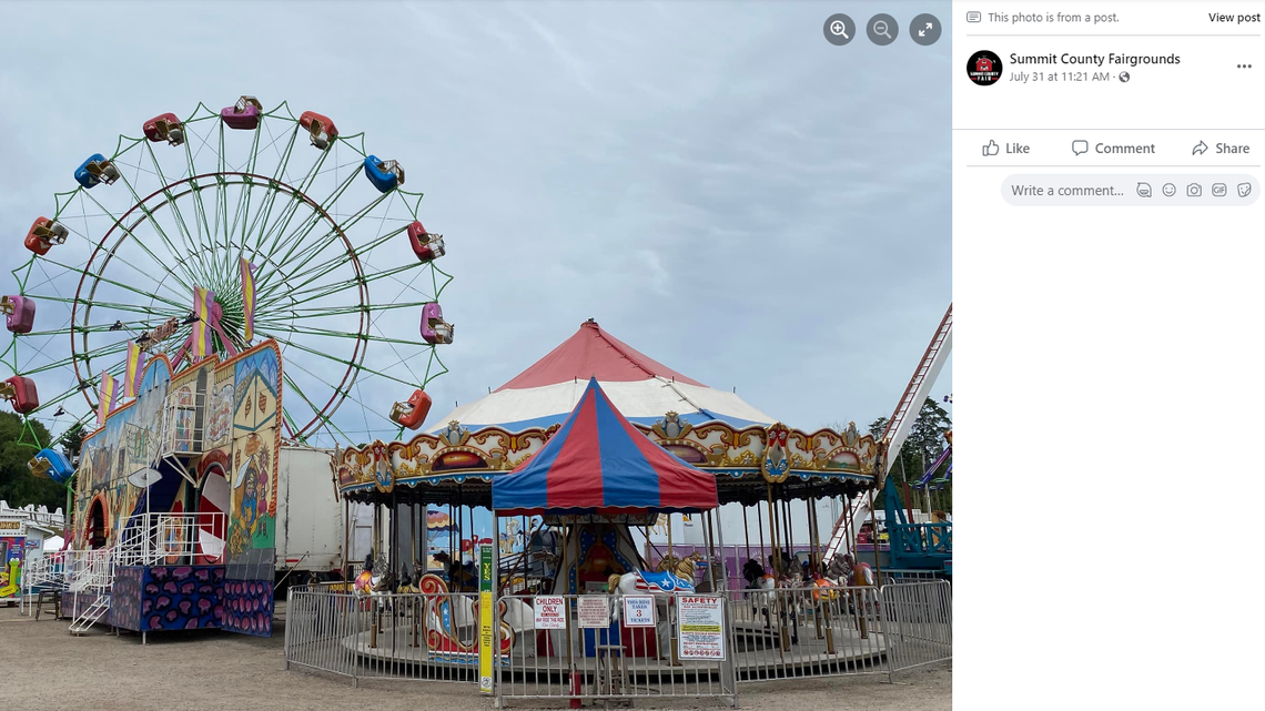 A car on the kids’ jet ski ride at the Summit County Fair, in Tallmadge, Ohio, broke and fell to the ground, injuring three children, fairground officials said.