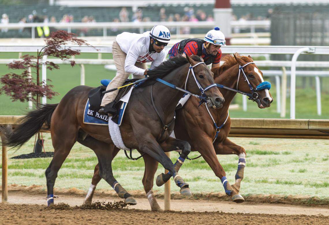 Right To Party works in company for the 2026 Kentucky Derby at Churchill Downs. 