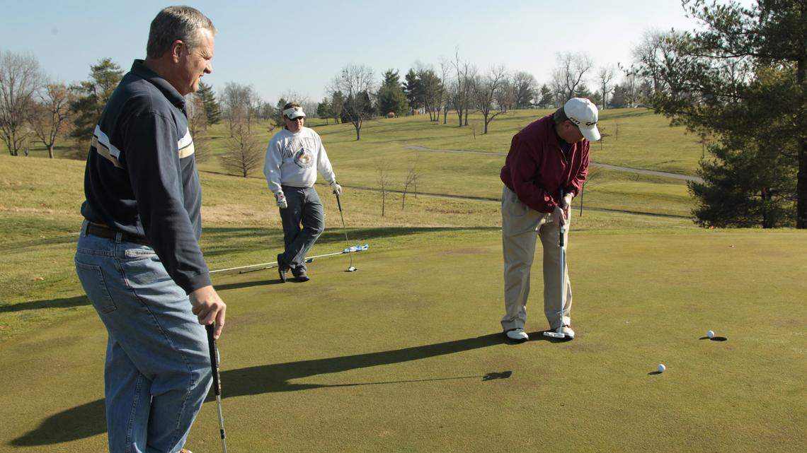 Larry Henderson, left, Steve Tourney and Tim Gibbons played a round at Tates Creek Golf Course in November, 2018. The city has tried to increase some fees to cut losses at its five public golf courses. The program finished the current fiscal year on June 30, more than $800,000 in the red.