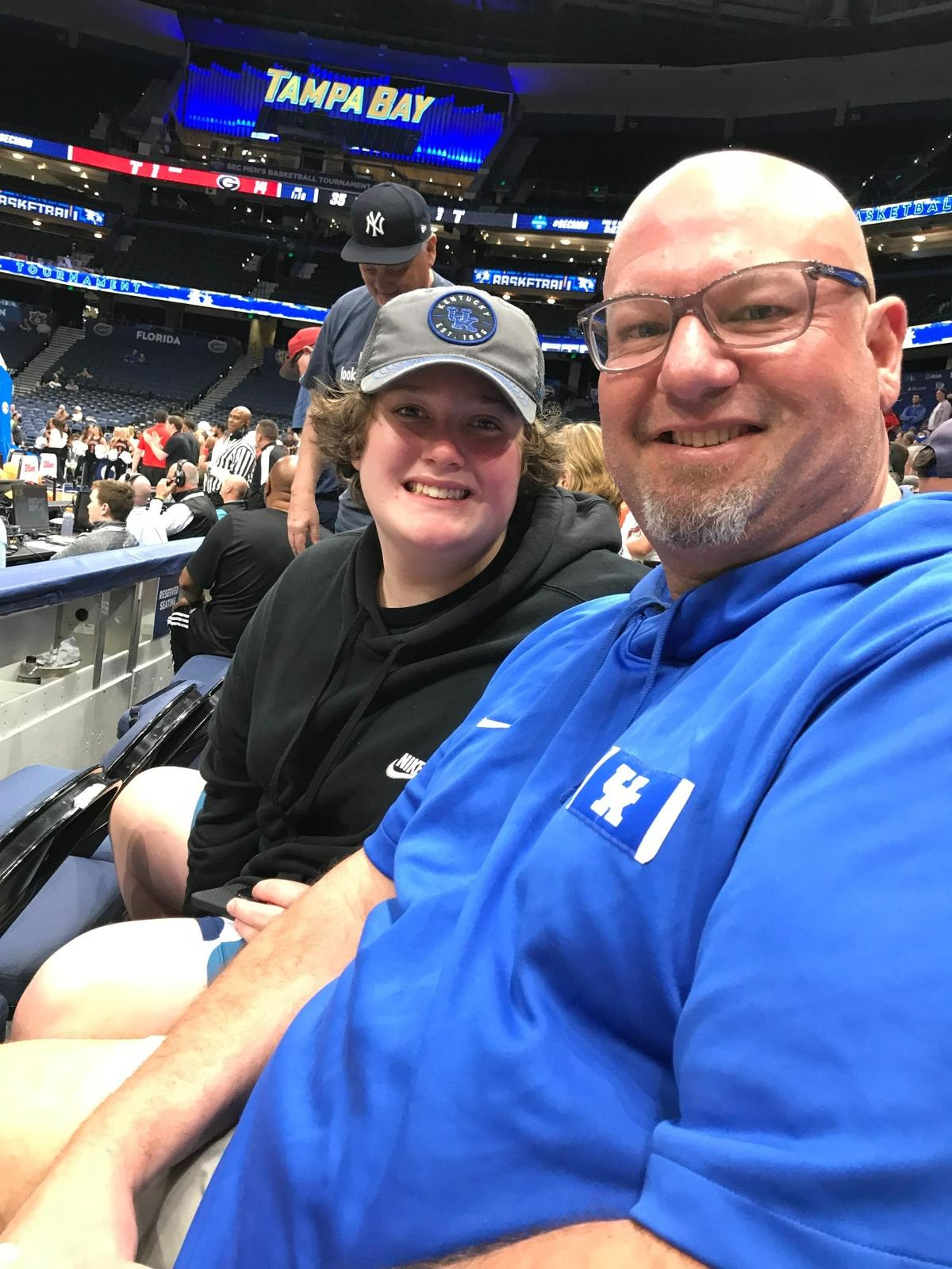Brody Schaffer and his father, Jimbo, took in the action during the first round of the SEC Tournament on Wednesday. “I’m thankful life is getting back to normal,” Jimbo said.