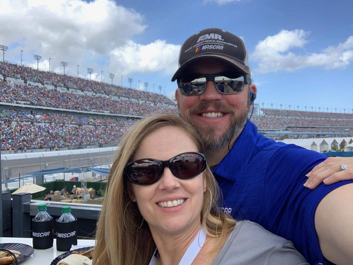 Ryan Stanton, an emergency medicine specialist for Lexington’s Baptist Health and the medical director for the AMR/NASCAR Safety Team, was at Daytona International Speedway for this season’s opening NASCAR Cup Series Daytona 500 with his wife, Donna. A primary care and pediatrics physician at the University of Kentucky, Donna Stanton is also a doctor.