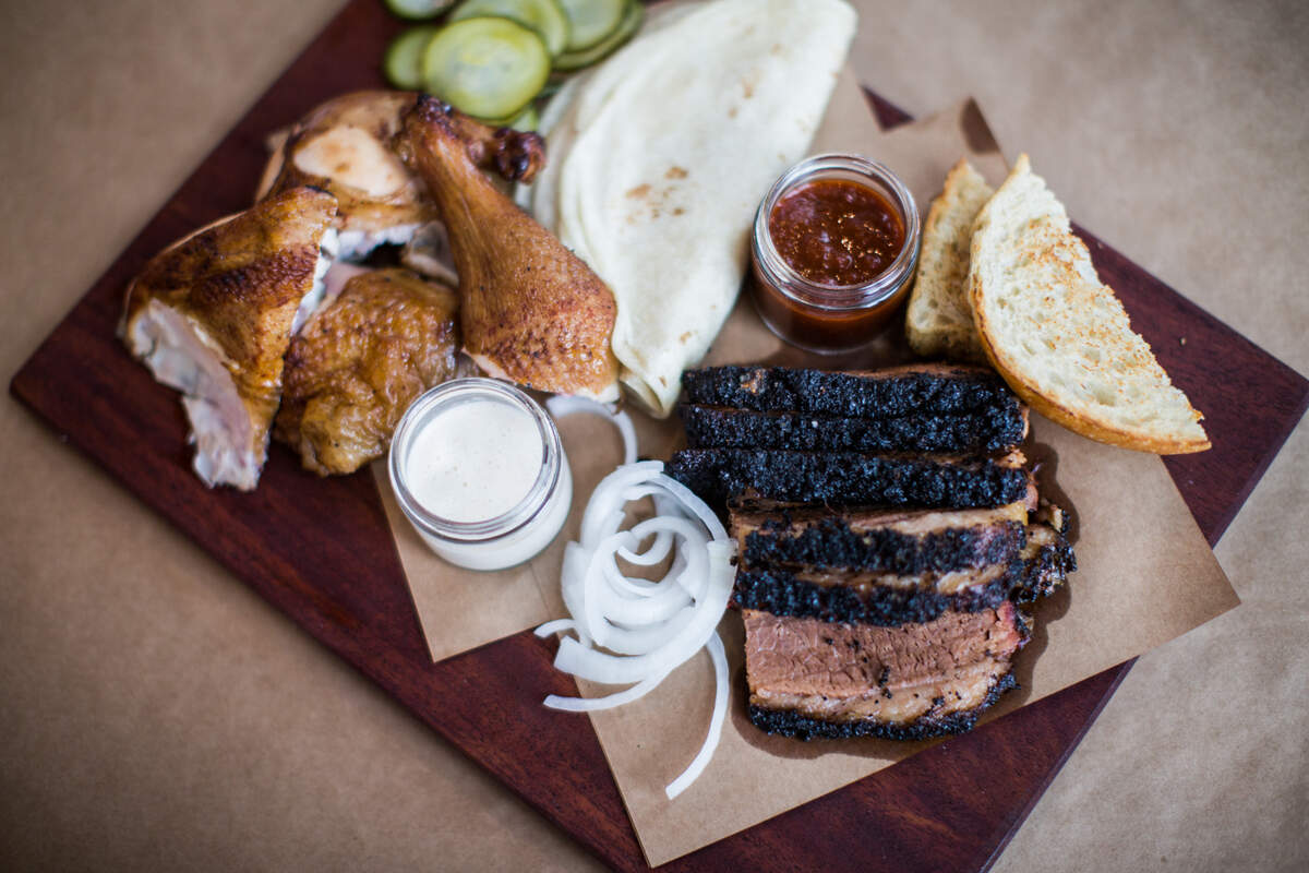 Butchertown Hall serves barbecue and premium craft tacos.