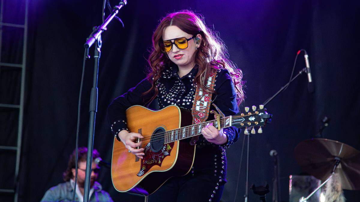 Canadian country singer and songwriter from Bow Island, Alberta, Noeline Hofmann, performing during the 2025 Railbird music festival, at Red Mile infield on June 1, 2025, in Lexington, Ky.