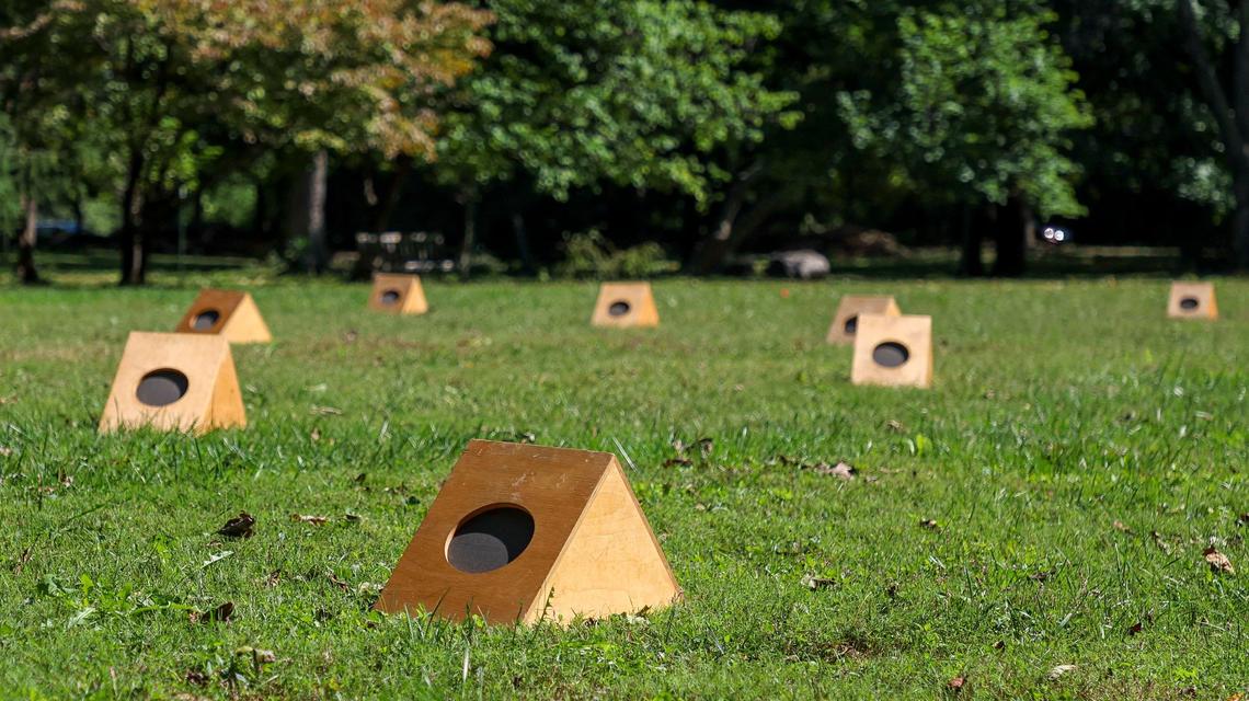 The free musical art piece will be on display at Ashland, The Henry Clay Estate through Oct. 6. Each box plays a looped guitar note.