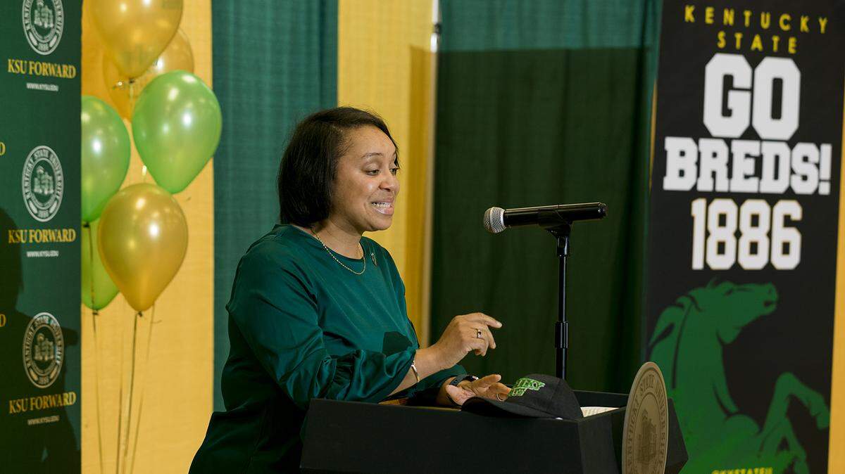 Etienne Thomas was introduced Friday as Kentucky State University's new director of athletics.