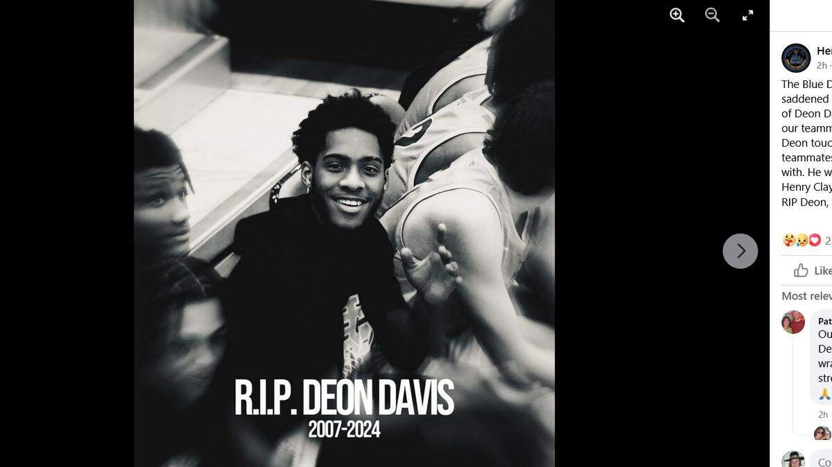Deon Davis, who was pronounced dead after being rescued from a Lexington reservoir Friday night, was remembered in a Facebook post shared by Henry Clay Boys Basketball 23-24.