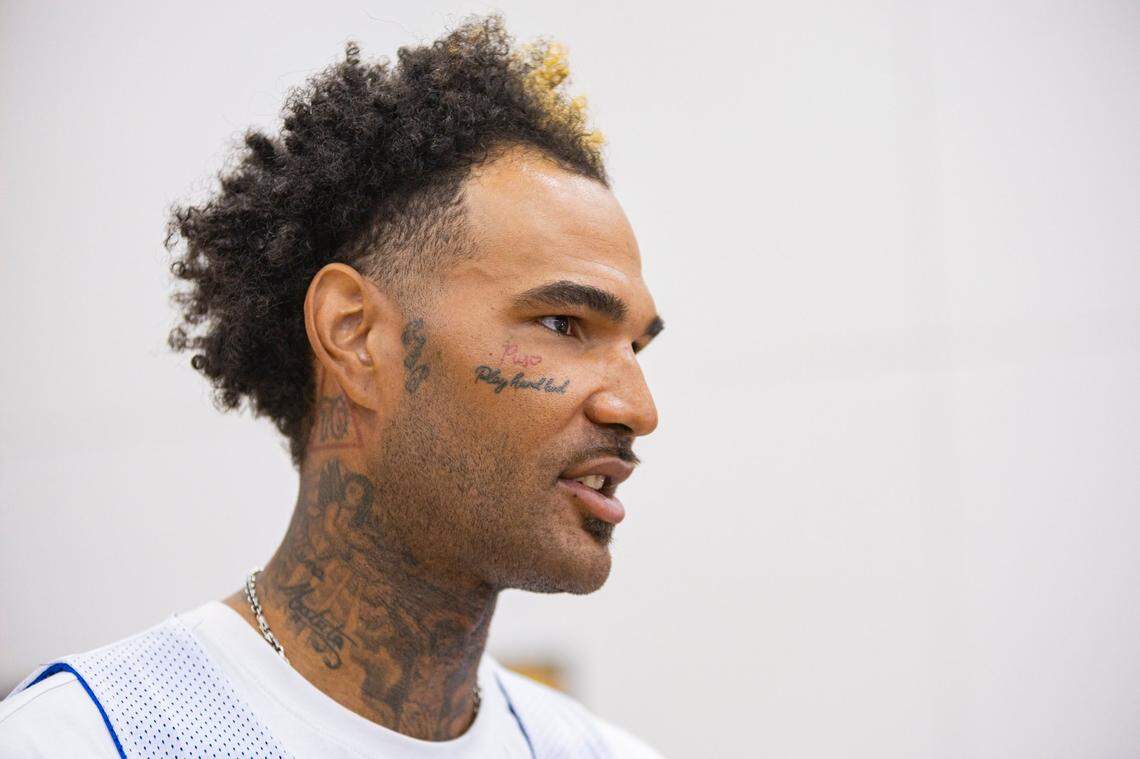 Willie Cauley-Stein answers questions during La Familia’s media day on Monday at UK’s Joe Craft Center.