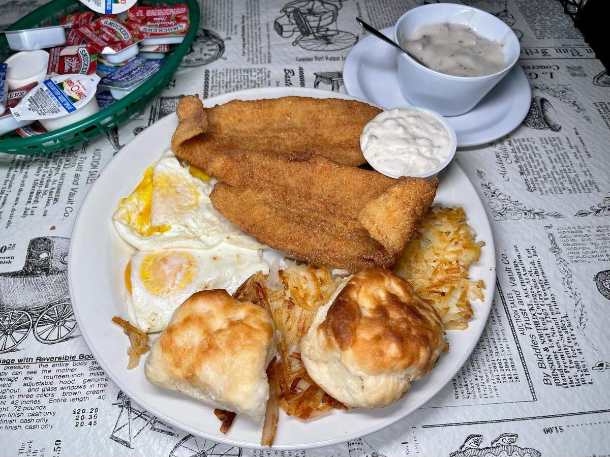 The Big Boy Breakfast with catfish at Biancke’s Restaurant in Cynthiana is one of the oldest continuously operating restaurants in the state and probably one of the few serving catfish for breakfast.