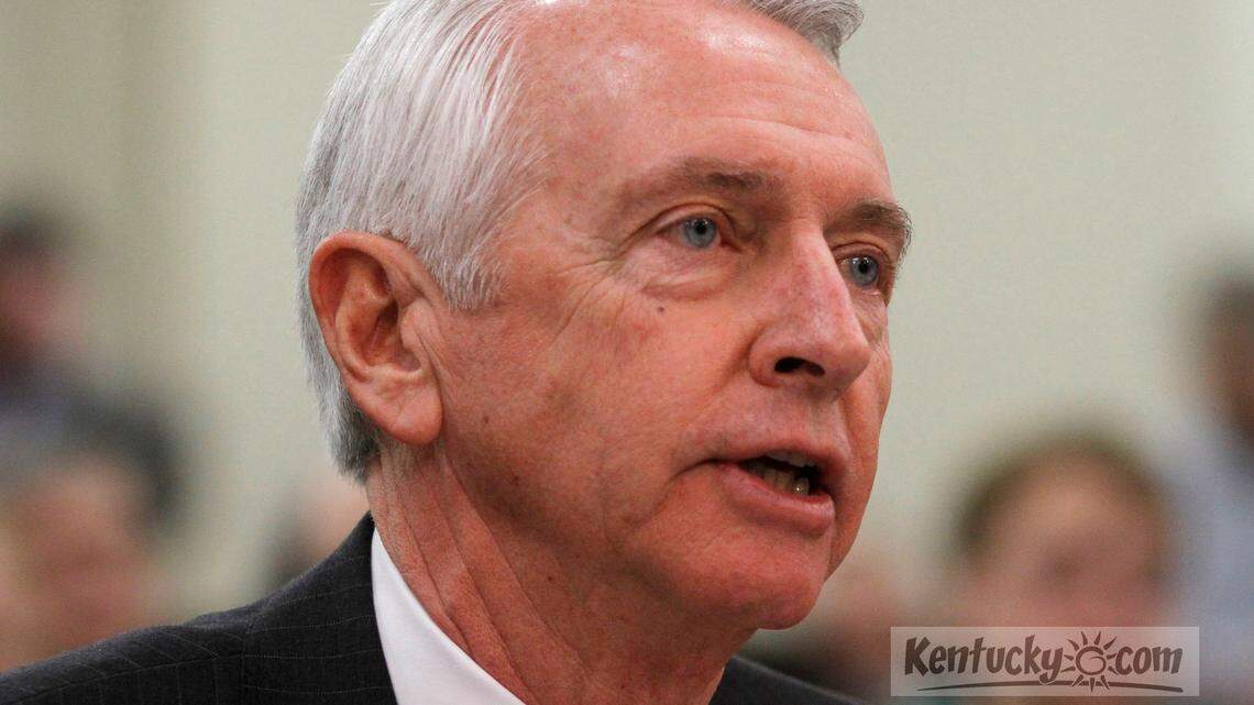 Gov. Steve Beshear spoke during a hearing of the Senate State and Local Government Committee on Wednesday, Feb. 22, 2012.  Photo by David Perry | Staff